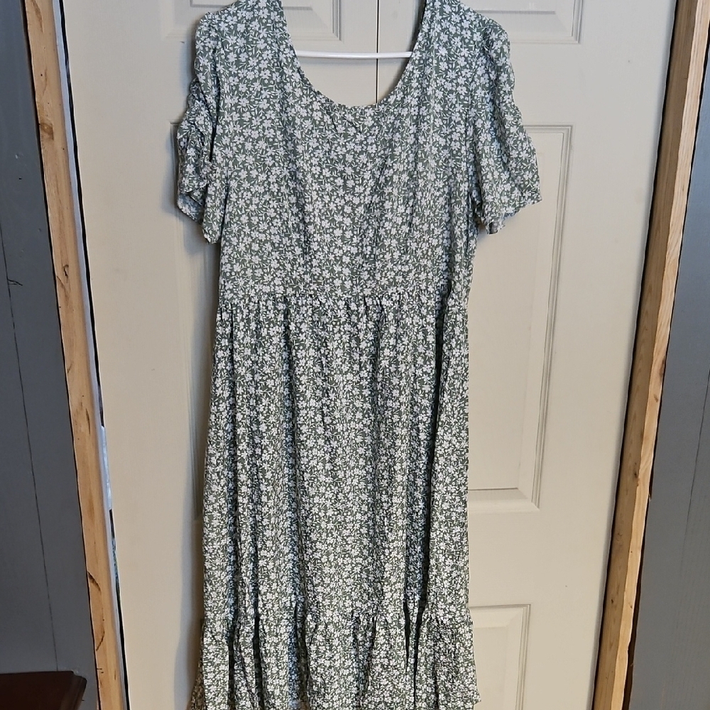 Floral Green Dress 2xl